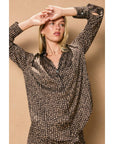 Smoke and Sand Collared Shirt: UMBER/TAUPE / S-M-L(2-2-2)