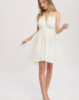 STRAPPY BACK BREEZY RUFFLE MINI DRESS: IVORY