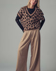 Leopard Crochet Knit Vest: LEOPARD / SM-ML/3-3