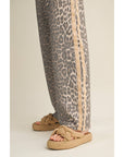Luxe Leopard Relaxed Pants With Side Trim: LEOPARD/TAUPE