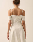 Scuba Knit Cold-Shoulder Fit-and-Flare Mini Dress: CREAM