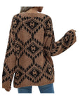 V NECK LOOSE FIT LONG SLEEVE SWEATER: CAMEL COMBO