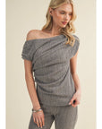 VINTAGE TAUPE OFF THE SHOULDER TOP