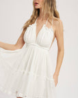 STRAPPY BACK BREEZY RUFFLE MINI DRESS: IVORY