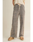 Luxe Leopard Relaxed Pants With Side Trim: LEOPARD/TAUPE