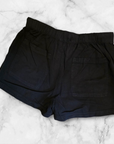 Tencel Patch Pocket Summer Shorts: BLACK