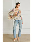 Floral Bell Sleeve Ruffled Blouse: SOFT FLORAL / S-M-L(2-2-2)