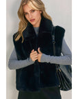 Wind Whispers Faux Fur Collared Vest: BLACK / S-M-L(2-2-2)