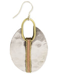 Mixed Metal Hammered Silver Oval Earring