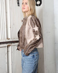Faux Leather Racing Jacket W/ Star Patches: 2Tone Mocha