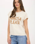 MIMOSA PLEASE SHORT SLEEVE PULLOVER SWEATER: IVORY