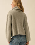 Mountains Fuzzy Jacquard-Knit Turtleneck Sweater: Heather Grey-Black