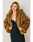 Snow Angel Hooded Furry Jacket: LT BROWN