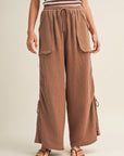 WIDELEG GAUZE PANT W/SIDE CINCHING
