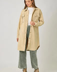 ALMOND WASHED TERRY LONG JACKET