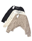 Crosa - Vintage Hollow Knit Batwing Sweater: Khaki / One Size