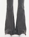 GREY STRIPE PANTS W/FRAYED HEM