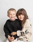 KIDS SIZE Printed oversized sweatshirt BE YOURSELF: Black