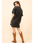 HOWDY SHIRT DRESS W/RHINESTONE DETAIL