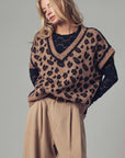 Leopard Crochet Knit Vest: LEOPARD / SM-ML/3-3