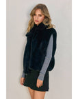 Wind Whispers Faux Fur Collared Vest: BLACK / S-M-L(2-2-2)