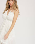 STRAPPY BACK BREEZY RUFFLE MINI DRESS: IVORY
