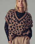 Leopard Crochet Knit Vest: LEOPARD / SM-ML/3-3