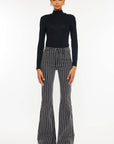 GREY STRIPE PANTS W/FRAYED HEM