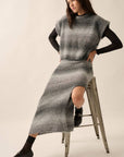 Striped Ombre Fuzzy Maxi Skirt: Grey