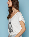 Dropped short sleeve studded peace emblem tee