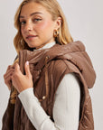 DIAMOND QUIT PUFFER LONG-LINE HOODED VEST: COCO