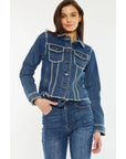 DENIM JACKET WITH RHINSTONE DETAIL