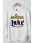 Lake Mode Beer Can Vacation Graphic Sweatshirt: HEATHER GREY