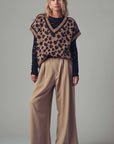Leopard Crochet Knit Vest: LEOPARD / SM-ML/3-3