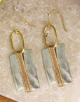 Bold Boho Silver Mixed Metal Bar Earring