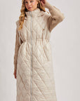 DIAMOND QUIT PUFFER LONG-LINE HOODED VEST: COCO