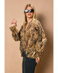 Deep Sleep Collar Button Down Blouse: MOCHA BROWN