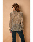 Ash Panther Frilly Chiffon Blouse: SANDSTONE BROWN / S-M-L(2-2-2)