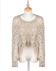 Crosa - Vintage Hollow Knit Batwing Sweater: Black / One Size
