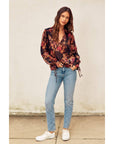 Nightfall Tie Detail Blouse: DEEP NIGHT FLORAL