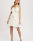 STRAPPY BACK BREEZY RUFFLE MINI DRESS: IVORY