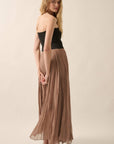 Colorblock Strapless Textured Chiffon Maxi Dress: BLACK-TAUPE