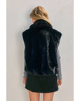 Wind Whispers Faux Fur Collared Vest: BLACK / S-M-L(2-2-2)