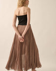 Colorblock Strapless Textured Chiffon Maxi Dress: BLACK-TAUPE