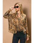 Deep Sleep Collar Button Down Blouse: MOCHA BROWN