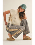 Luxe Leopard Relaxed Pants With Side Trim: LEOPARD/TAUPE