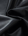 Black Faux Leather Crew Neck Tank Top: Black / 100%PU