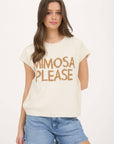 MIMOSA PLEASE SHORT SLEEVE PULLOVER SWEATER: IVORY