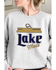 Lake Mode Beer Can Vacation Graphic Sweatshirt: HEATHER GREY