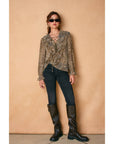 Ash Panther Frilly Chiffon Blouse: SANDSTONE BROWN / S-M-L(2-2-2)